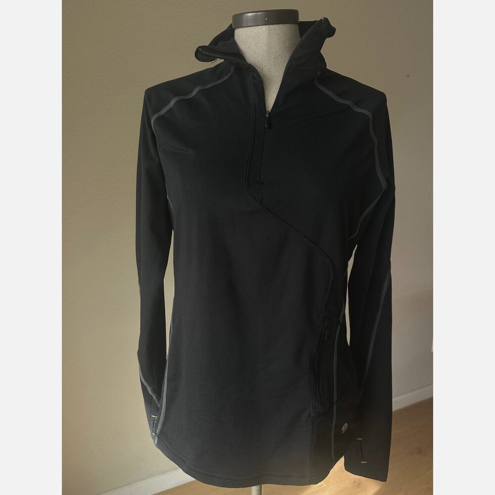 Mountain Hardwear Butter Zippity Long Sleeve Shirt Black – Athletic Outdoor Top - Picture 2 of 8